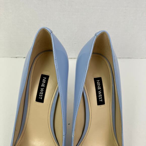 Nine West Sz 8M Ezra Pointy Toe Pumps
Light Blue Patent Stiletto Heels - Picture 7 of 16
